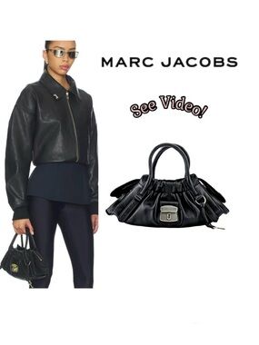Marc Jacobs Small Cristina Logo-Plaque Leather Satchel Bag in Black
